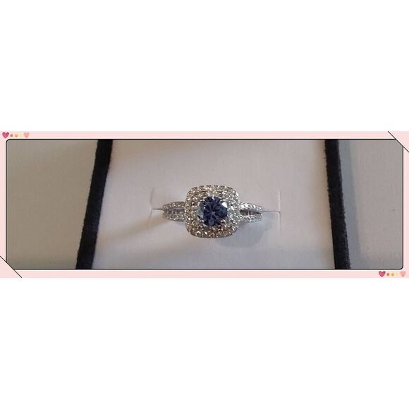 Gorgeous 2.25Ct. Round Cut Tanzanite & White Sapphire Cluster Ring Sz 8~925SS - Picture 1 of 4